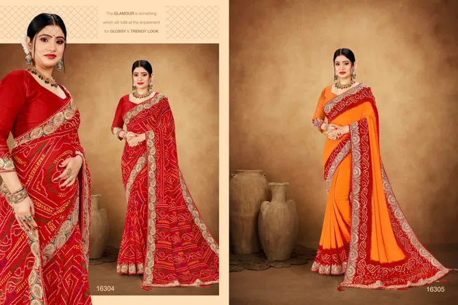 Swarna By Jalnidhi Georgette Bandhani Printed Saree Wholesale Shop In Surat